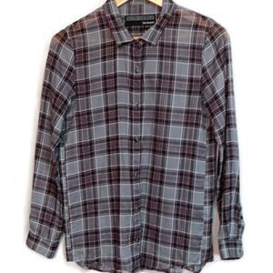 THE KOOPLES lightweight plaid long sleeve metal buttons